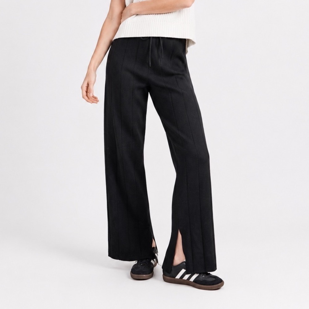 La Ligne Molly Split Cuff Pants Womens Large Black Knit Cotton Cashmere Straight
